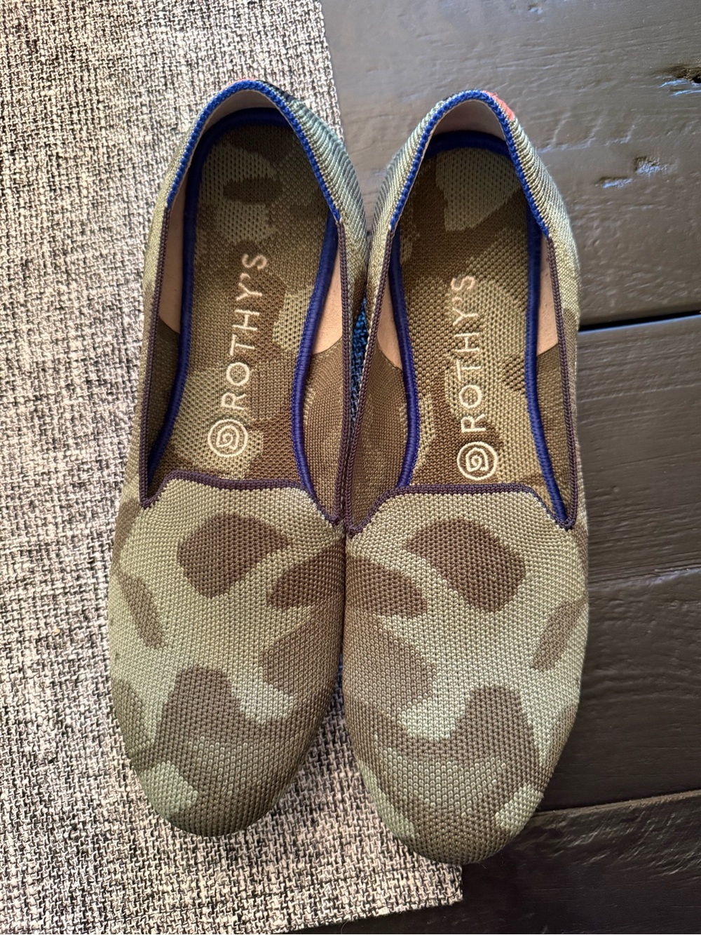 Rothy's The Loafer Knit Flats in Olive Camo Green